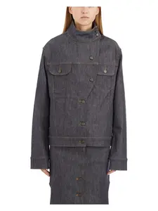 CourrÃ¨ges Courrèges Women's Denim Motorbiker Jacket in Grey