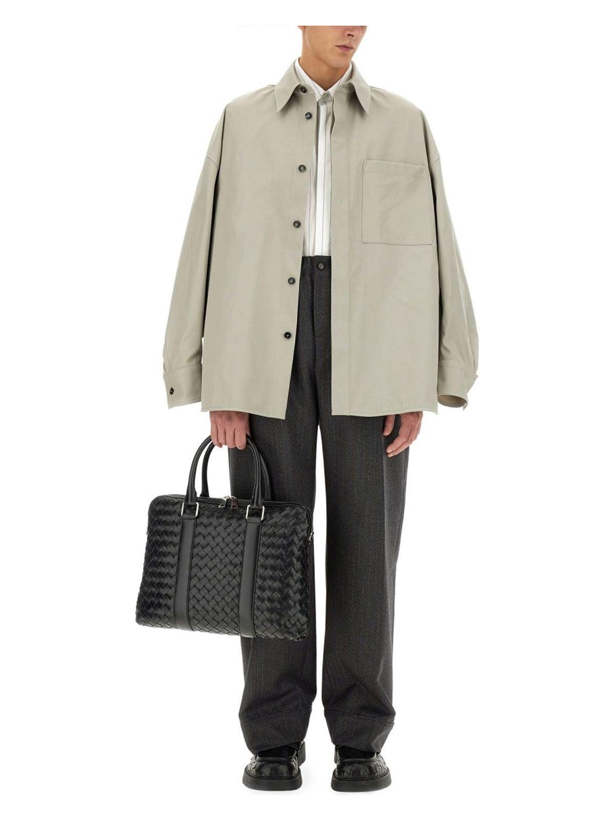 Bottega Veneta Men's Cotton Twill Over Shirt in Grey