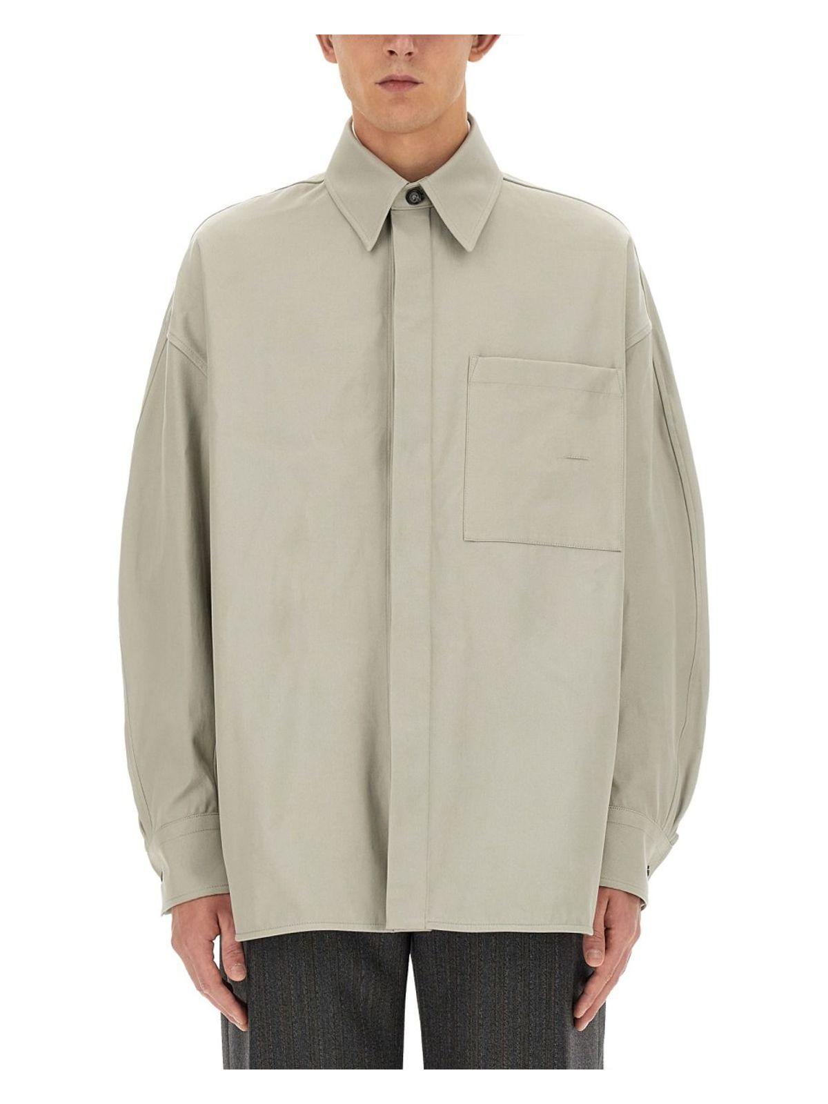 Bottega Veneta Men's Cotton Twill Over Shirt in Grey