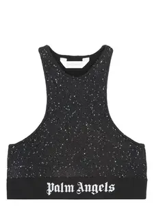 Palm Angels Women's Crop-Top With Logo in Black
