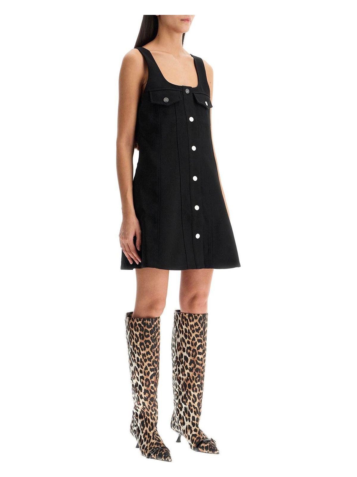 Ganni Women's Bonded Crepe Mini Dress in Black