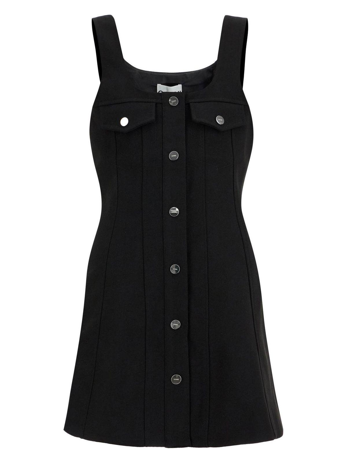 Ganni Women's Bonded Crepe Mini Dress in Black