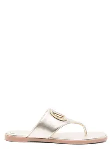 Valentino Garavani Women's Vlogo Cut-Out Leather Sandals in Grey