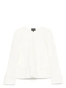 Emporio Armani Women's Cotton Blazer Jacket and Ribbed Jacket in White