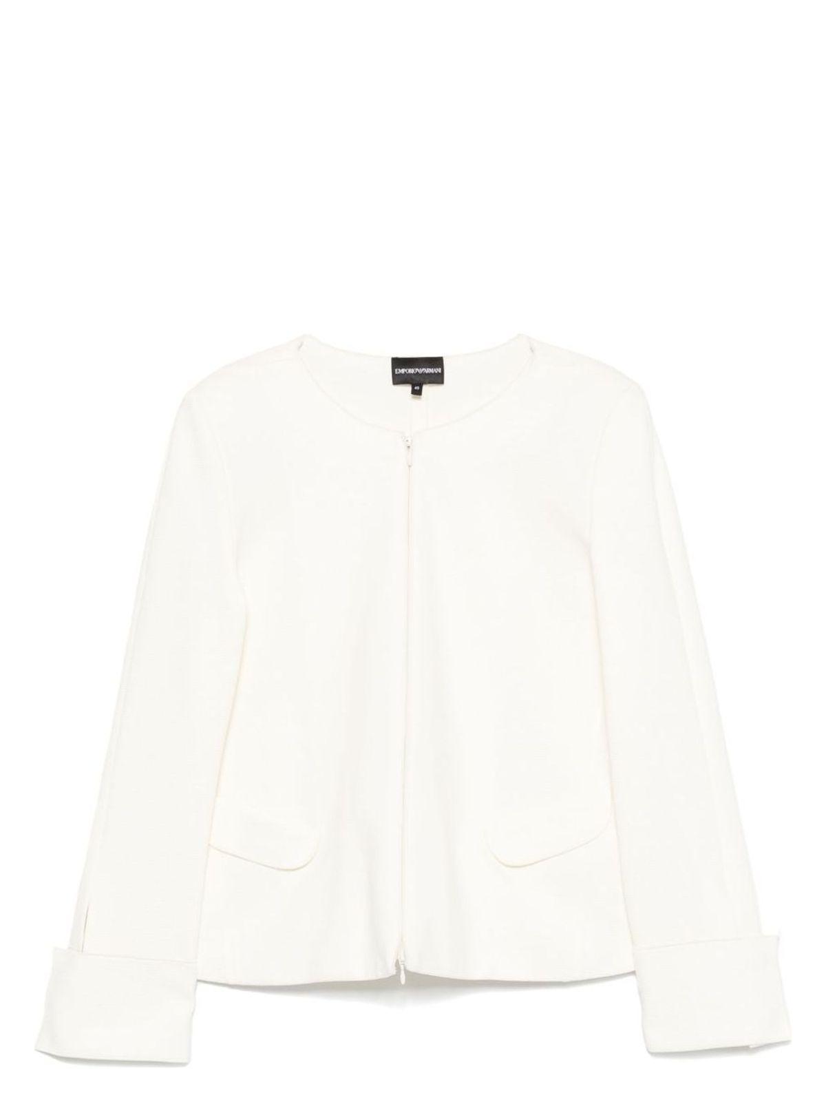 Emporio Armani Women's Cotton Blazer Jacket and Ribbed Jacket in White
