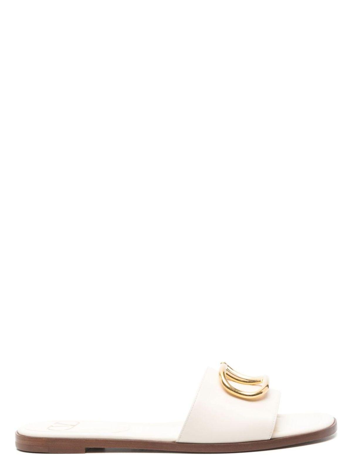 Valentino Garavani Women's Vlogo Signature Leather Sandals and White Leather Vlogo Slippers