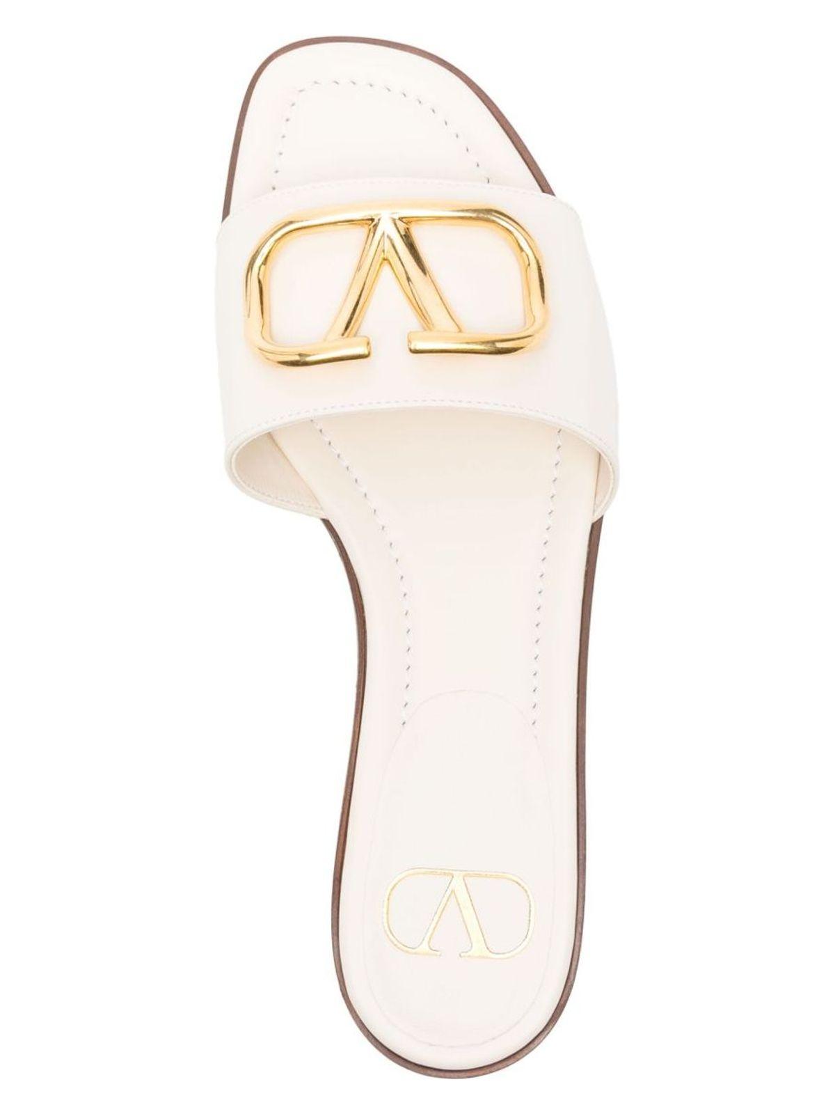 Valentino Garavani Women's Vlogo Signature Leather Sandals and White Leather Vlogo Slippers
