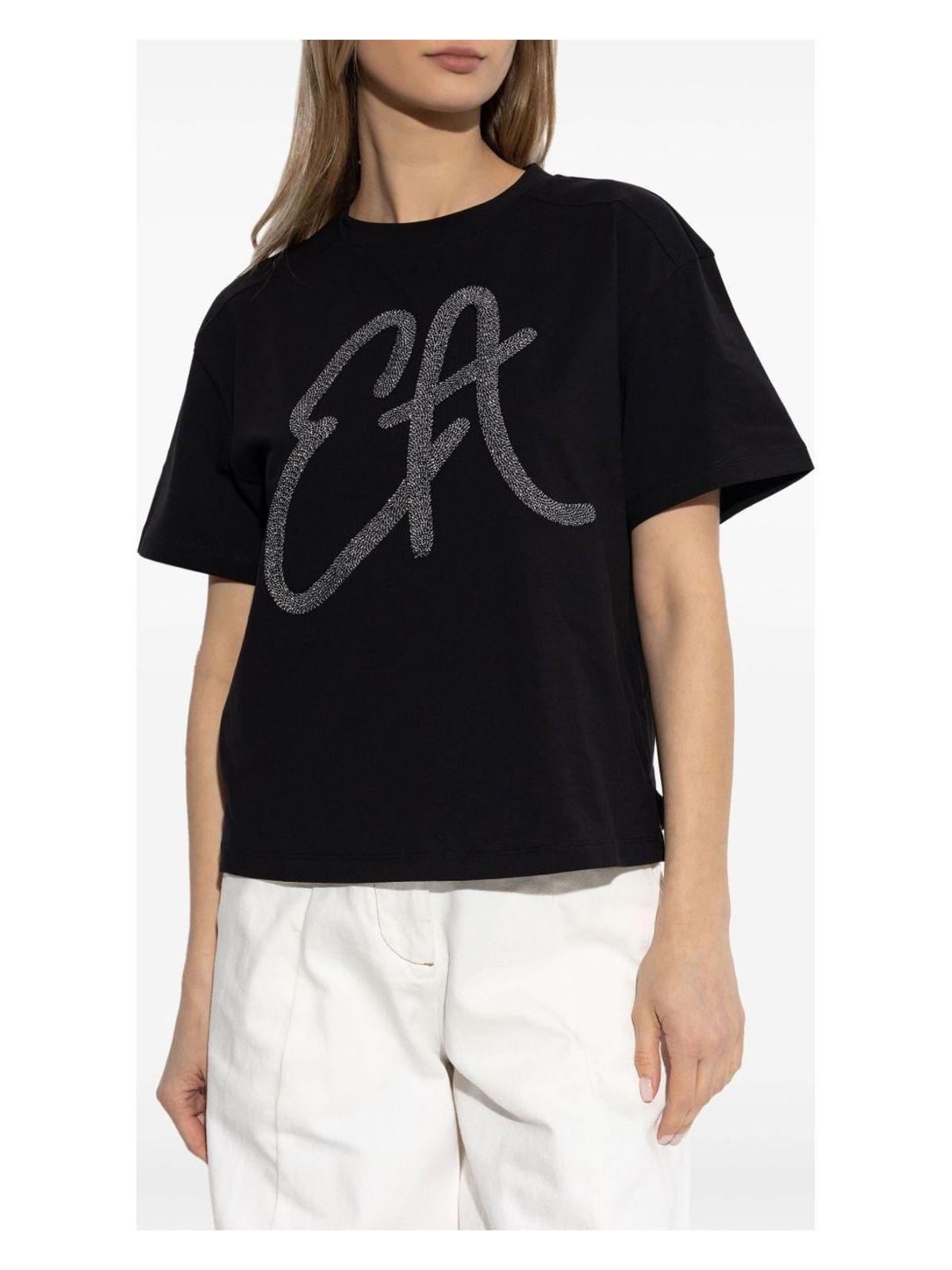 Emporio Armani Women's Logo Cotton T-Shirt in Black