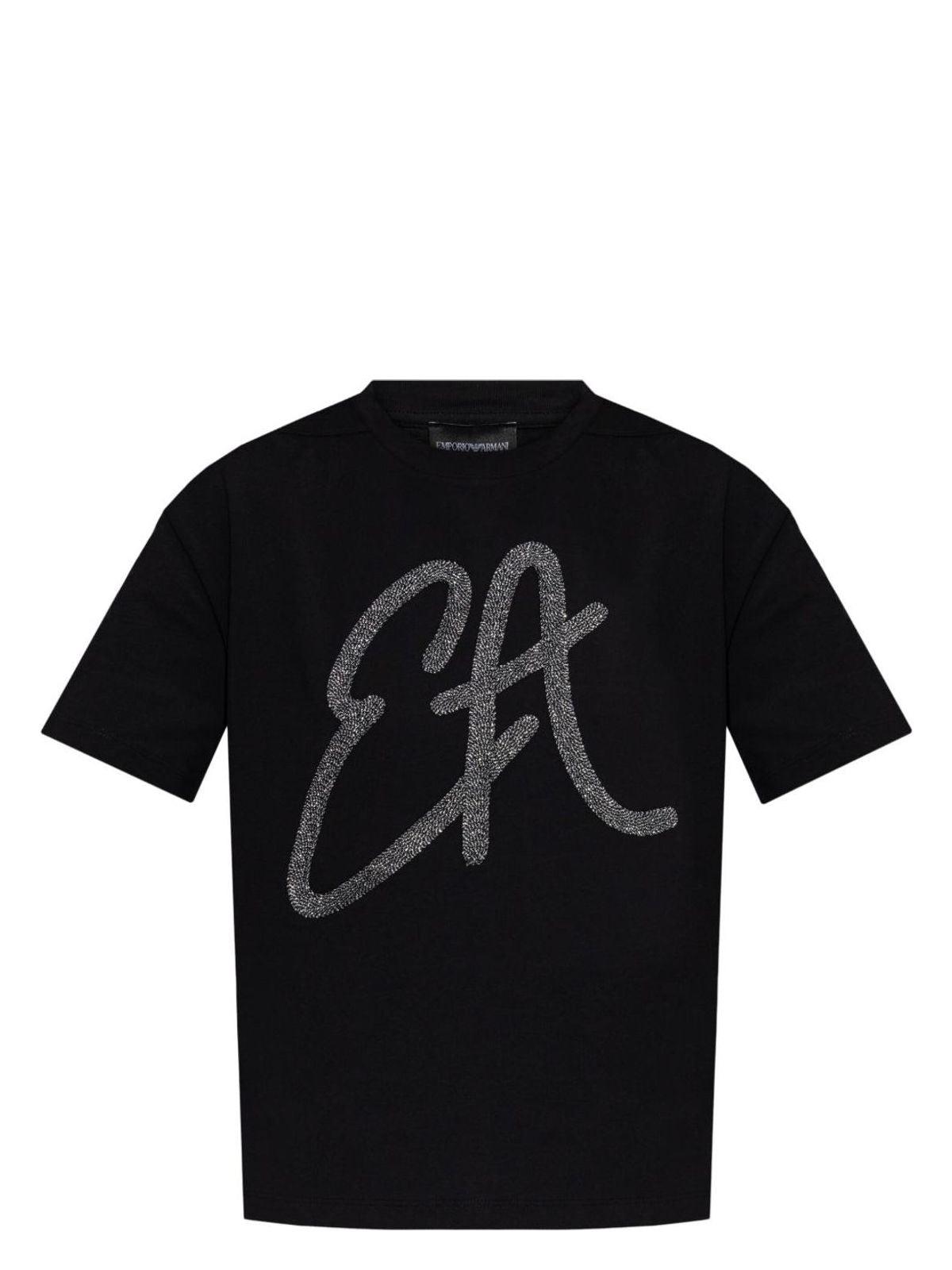 Emporio Armani Women's Logo Cotton T-Shirt in Black