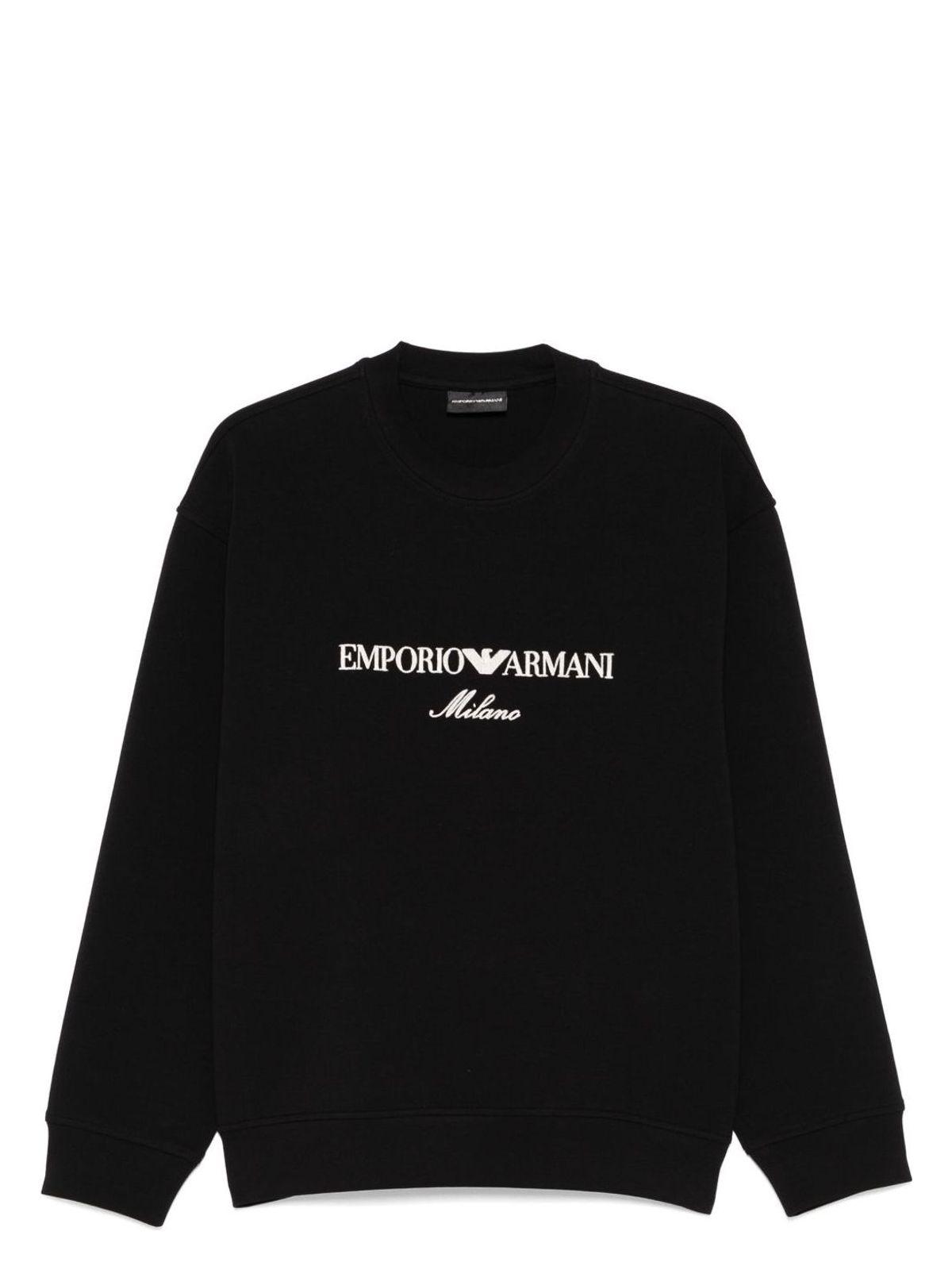 Emporio Armani Men's Logo Cotton Sweatshirt in Black