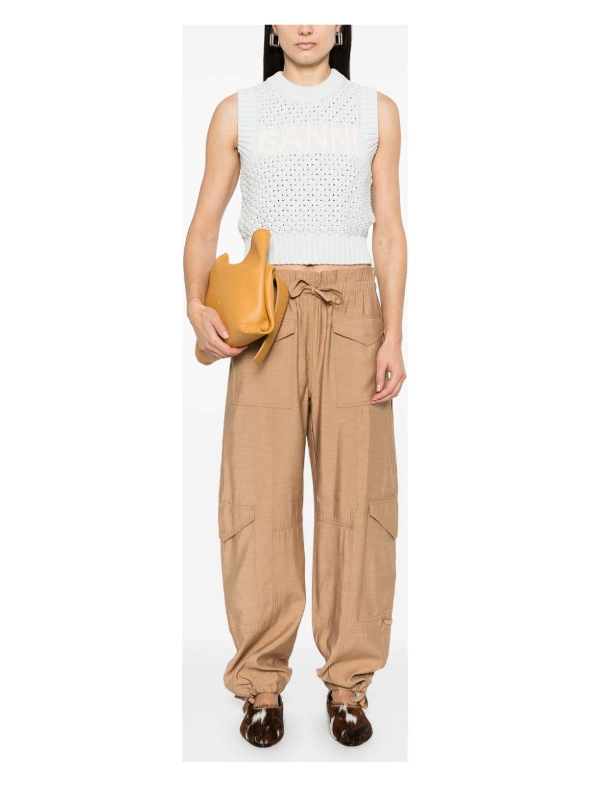 Ganni Women's Openwork Cotton Vest in Clear Blue