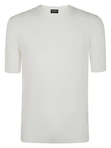 Zegna Men's Premium Cotton Stitch T-Shirt in White