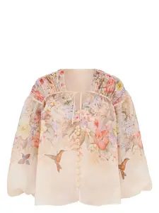 Zimmermann Women's Illuminate Drawn Blouse Shirt in White