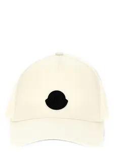 Moncler Baseball Cap in White and Lightbeige