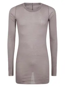 Rick Owens Men's Rib Long Sleeves T-Shirt in Grey