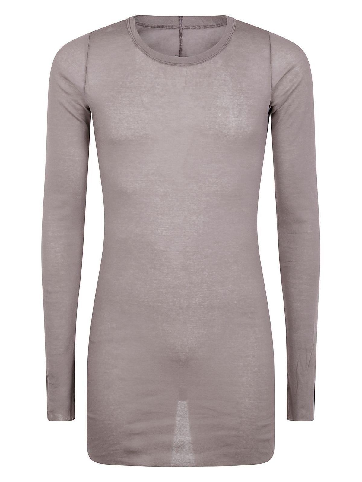 Rick Owens Men's Rib Long Sleeves T-Shirt in Grey