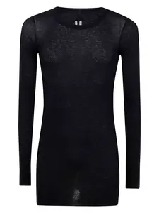 Rick Owens Men's Rib Long Sleeves T-Shirt in Black