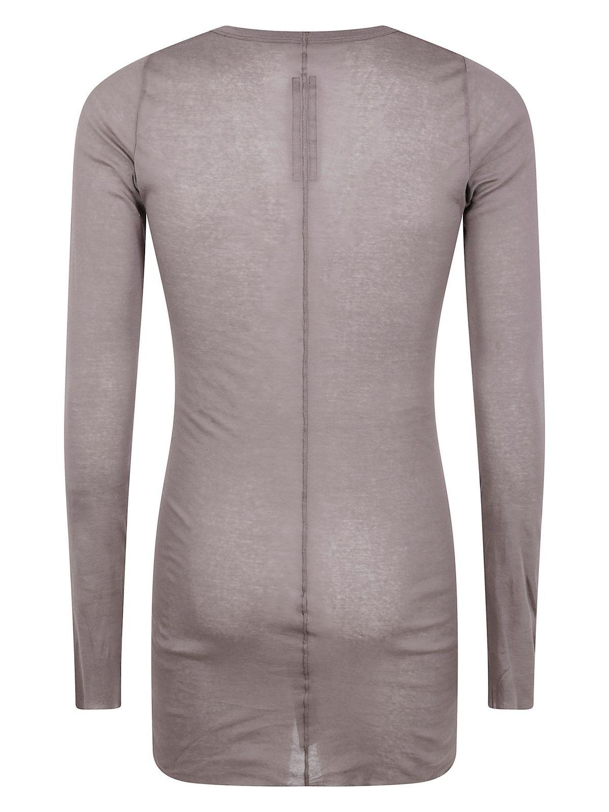 Rick Owens Men's Rib Long Sleeves T-Shirt in Grey
