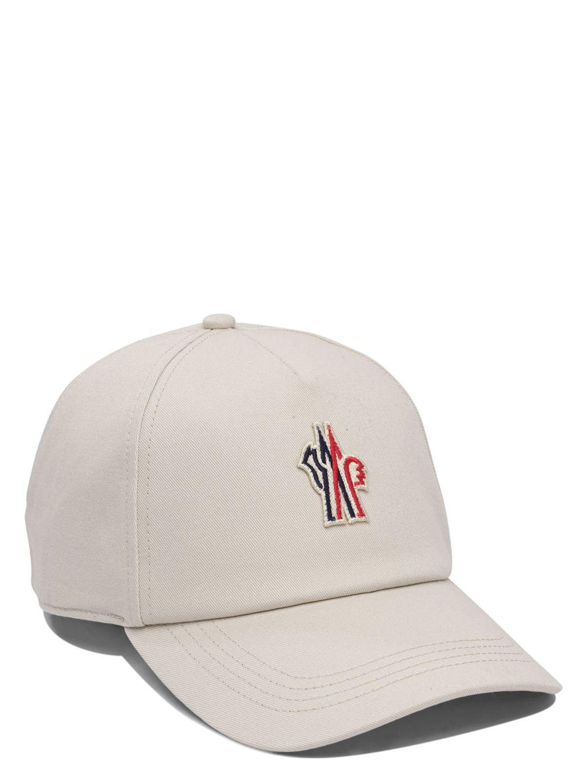 Moncler Grenoble Women's Cotton Baseball Cap in Beige and White