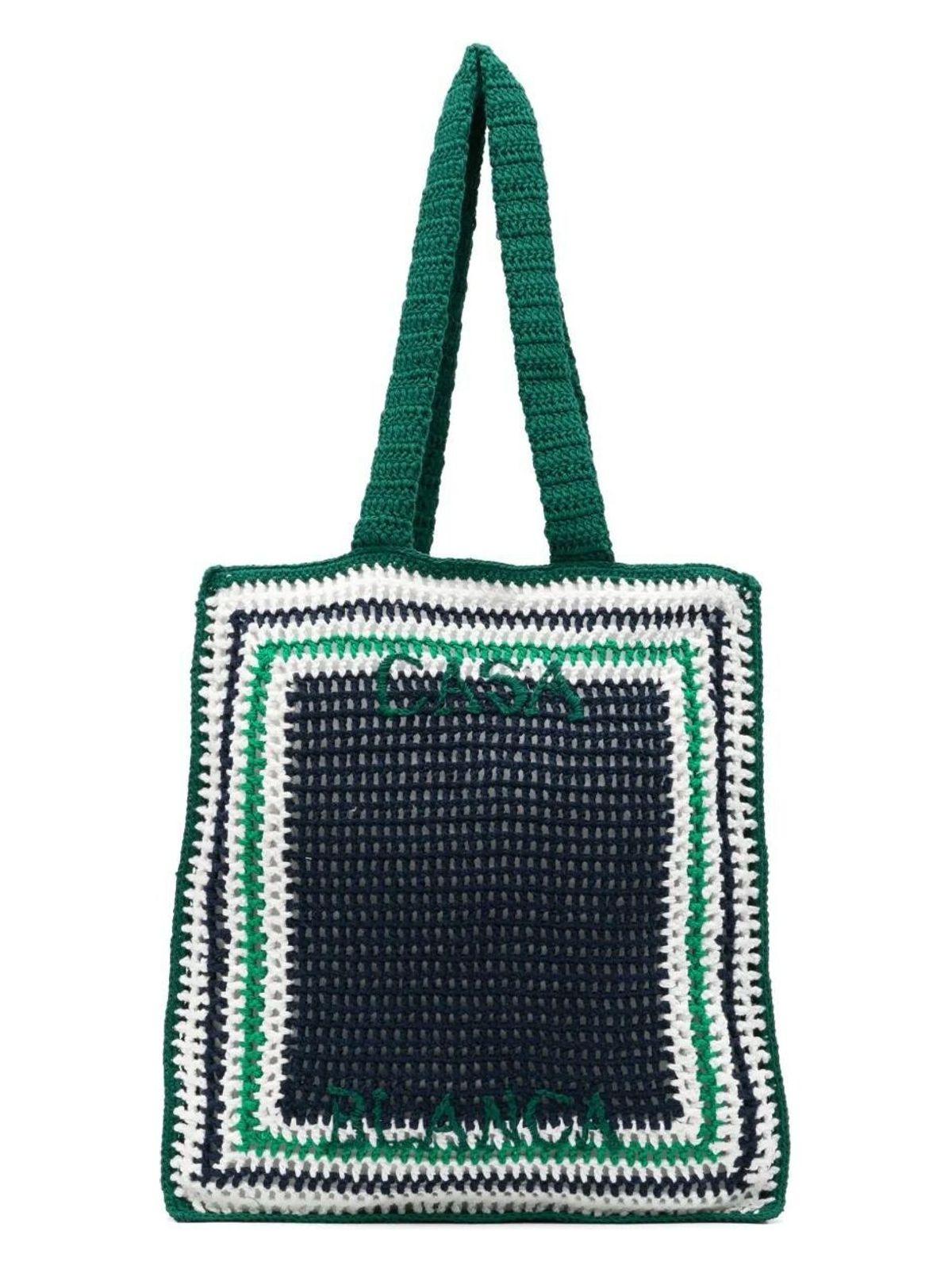 Casablanca Crochet Shopping Bag in Blue