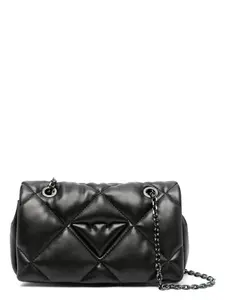 Emporio Armani Women's Logo Embossed Faux Leather Crossbody Bag in Black