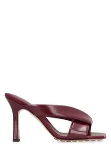 Bottega Veneta Women's Riva Leather Mules in Burgundy