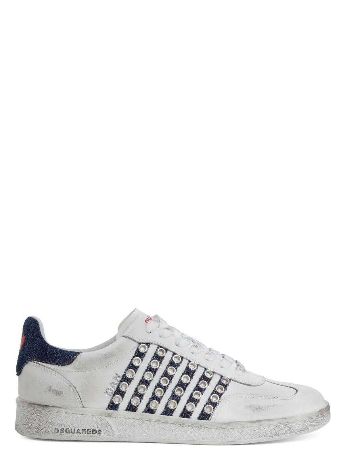Dsquared2 Men's Boxer Sneakers in Calf L Vint White Denim