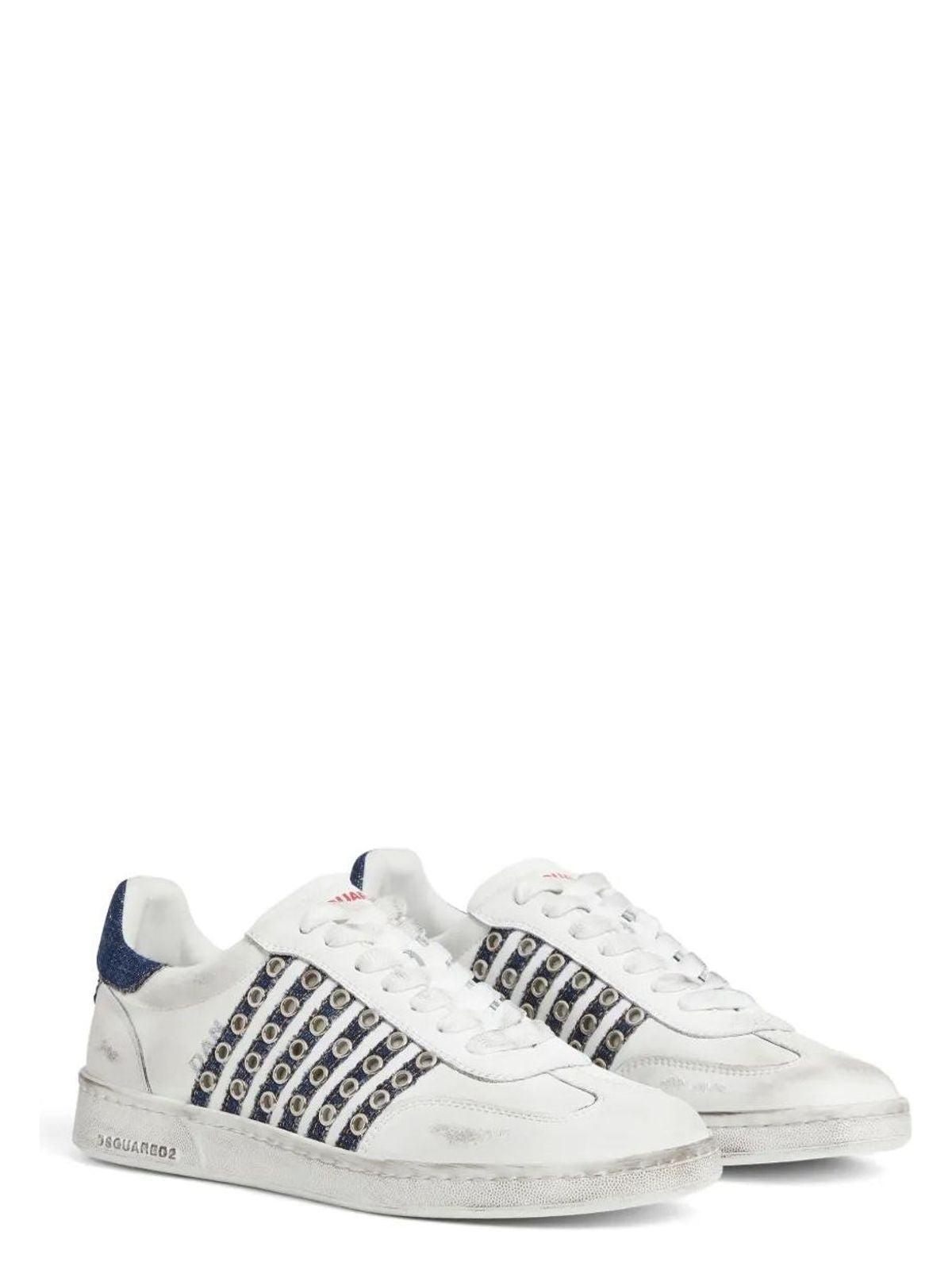 Dsquared2 Men's Boxer Sneakers in Calf L Vint White Denim