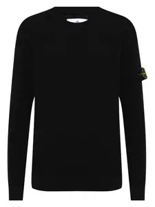 Stone Island Men's Virgin Wool Sweater and Ribbed Sweater in Black