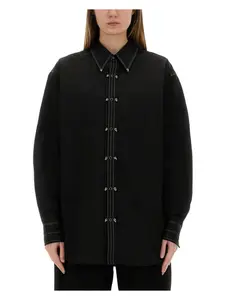 Lemaire Lamb Leather Shirt in Black