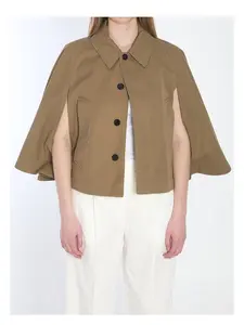 Burberry Women's Cotton-Blend Cropped Cape in Brown