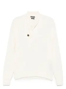Tom Ford Men's Shawl Collar Knitwear in White