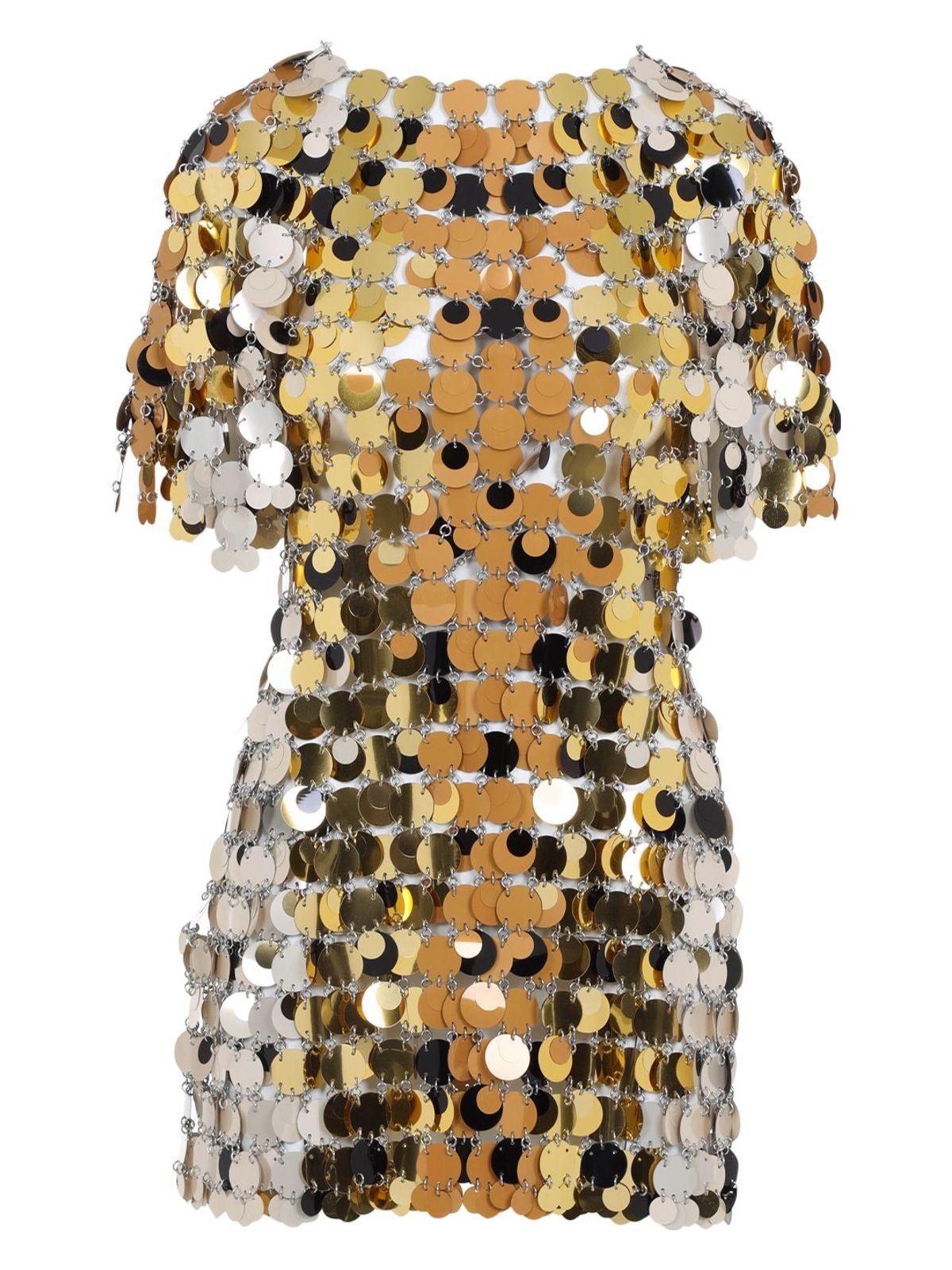 Paco Rabanne Women's Sparkle Discs Mini Dress in Gold
