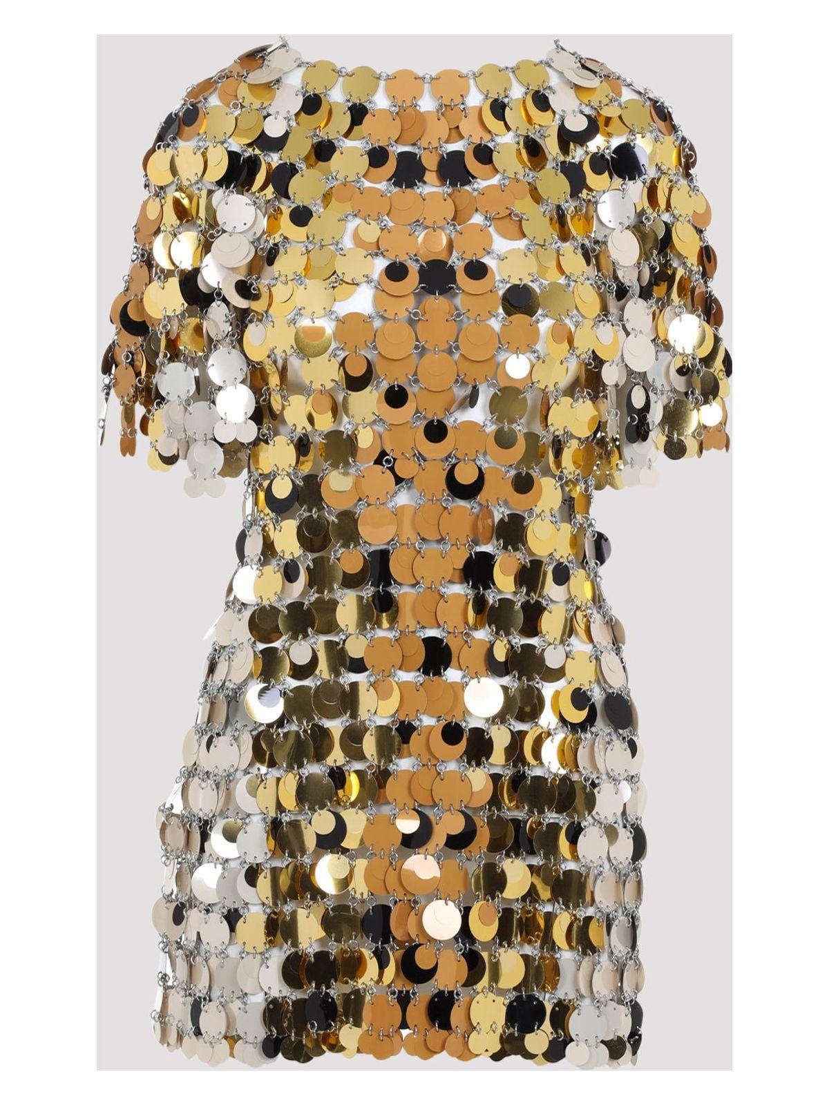 Paco Rabanne Women's Sparkle Discs Mini Dress in Gold