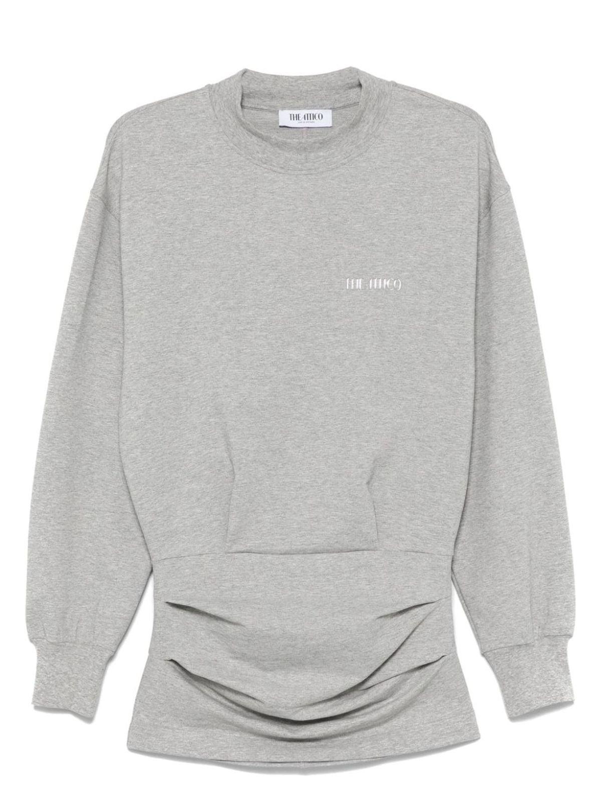 The Attico Cotton Blend Elegant Mini Dress in Grey