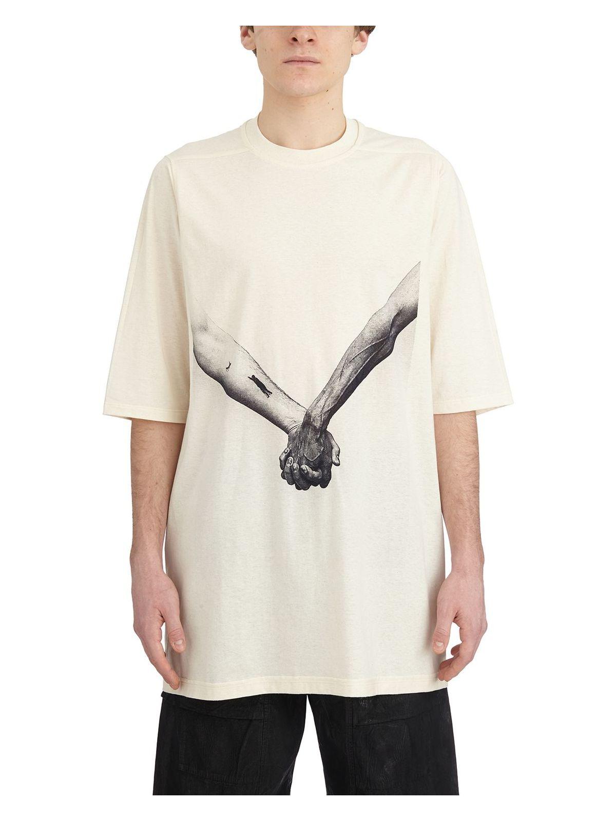Rick Owens Men's Jumbo Natural Black T Shirt in White