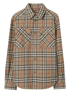 Burberry Men's Checked Cotton Shirt in Beige