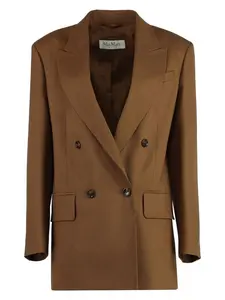 Max Mara Women's Palanca Double Breasted Blazer in Brown