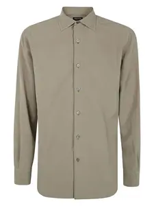 Zegna Men's Pure Silk Shirt in Brown