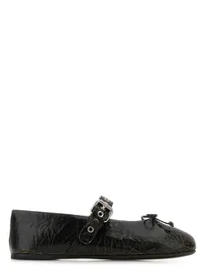 Miu Miu Black Leather Ballerinas