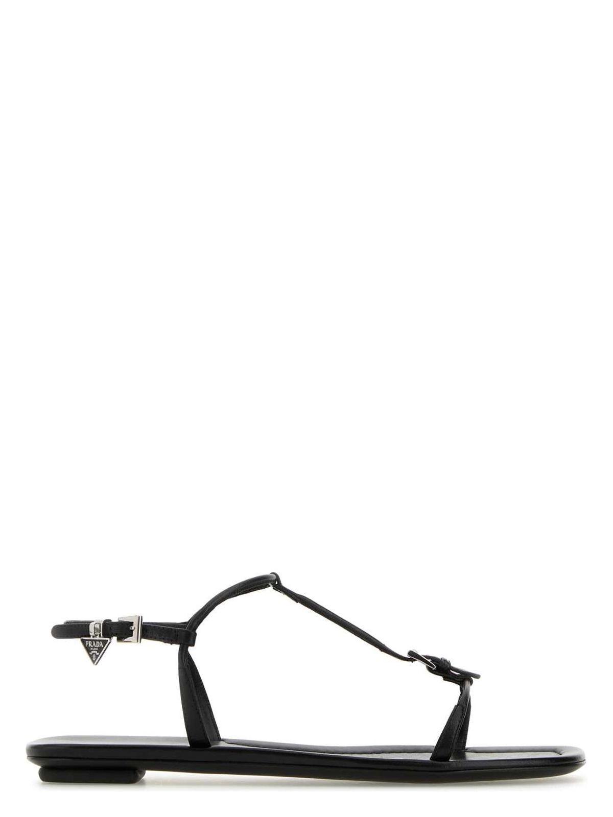 Prada Black Leather Sandals