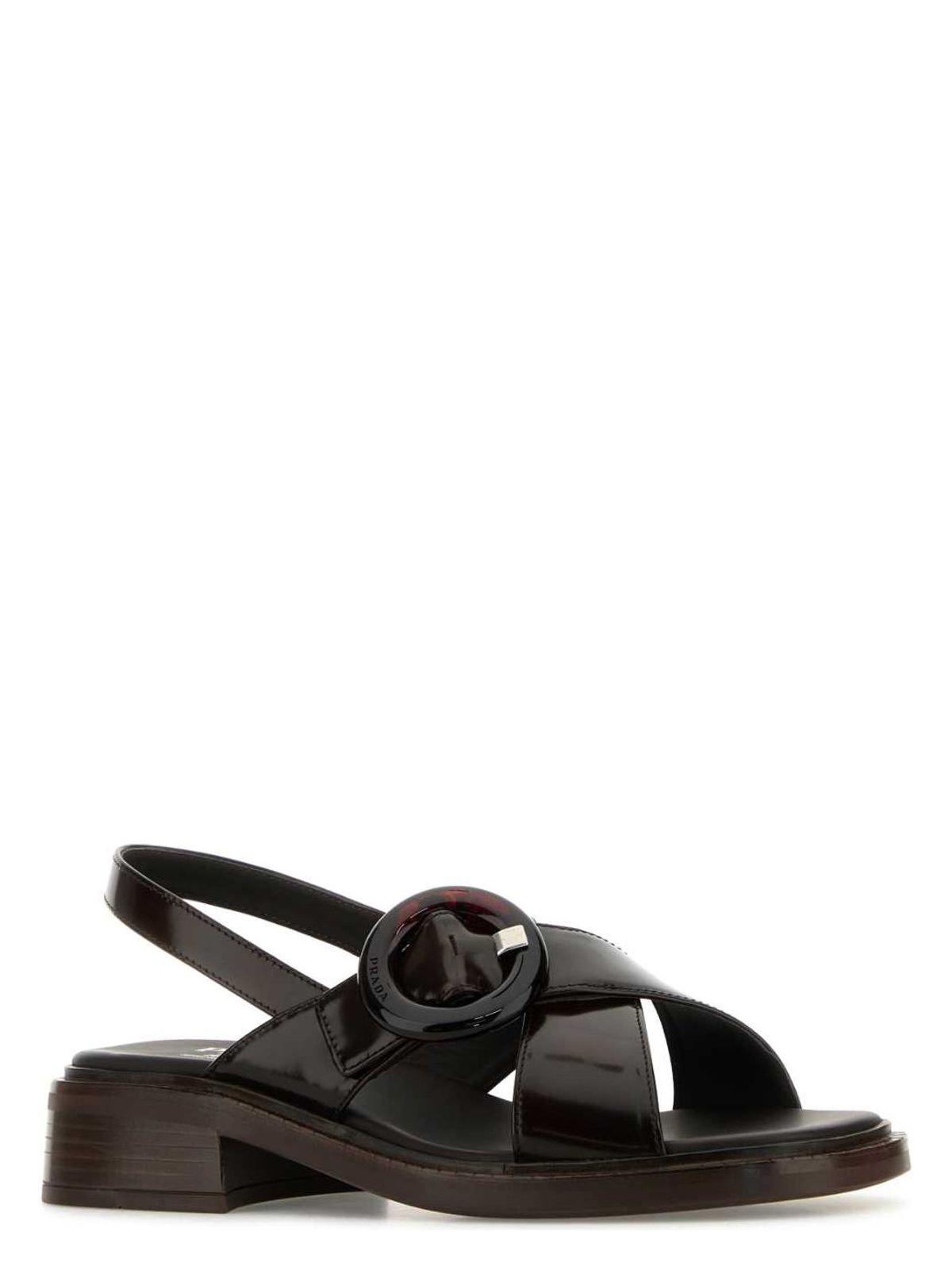 Prada Women's Leather Sandals in Brown
