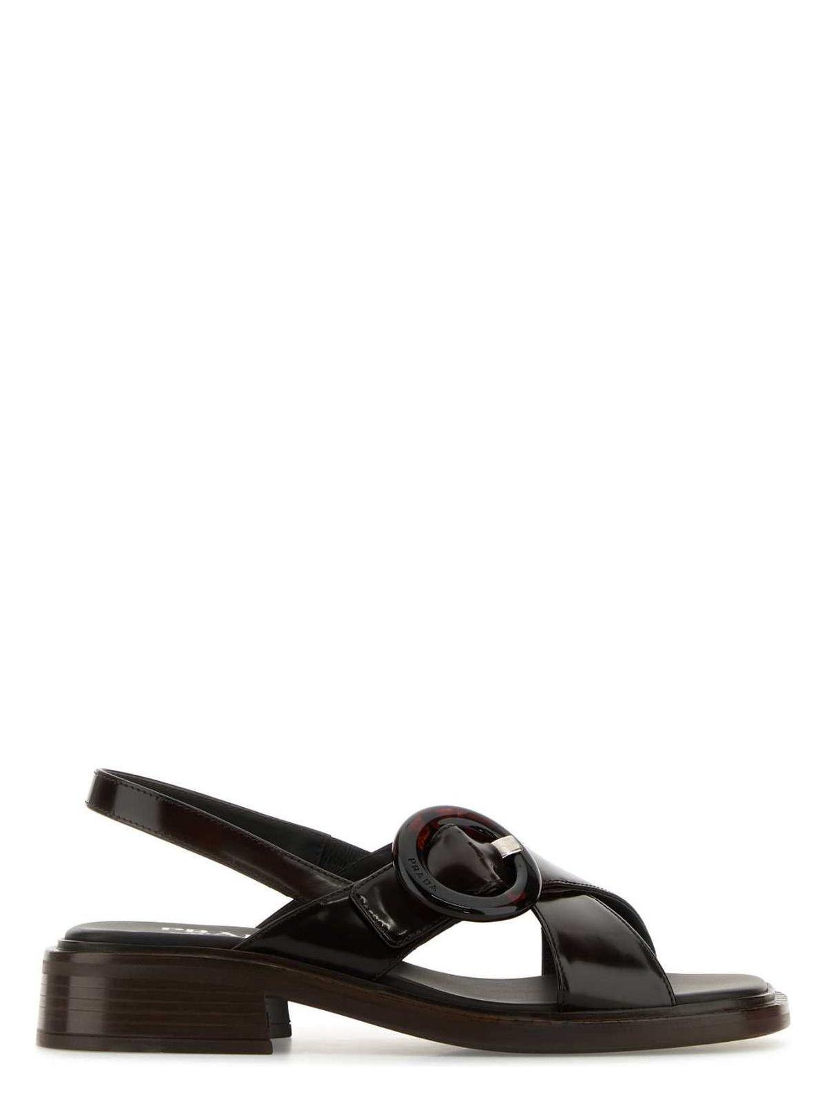 Prada Women's Leather Sandals in Brown
