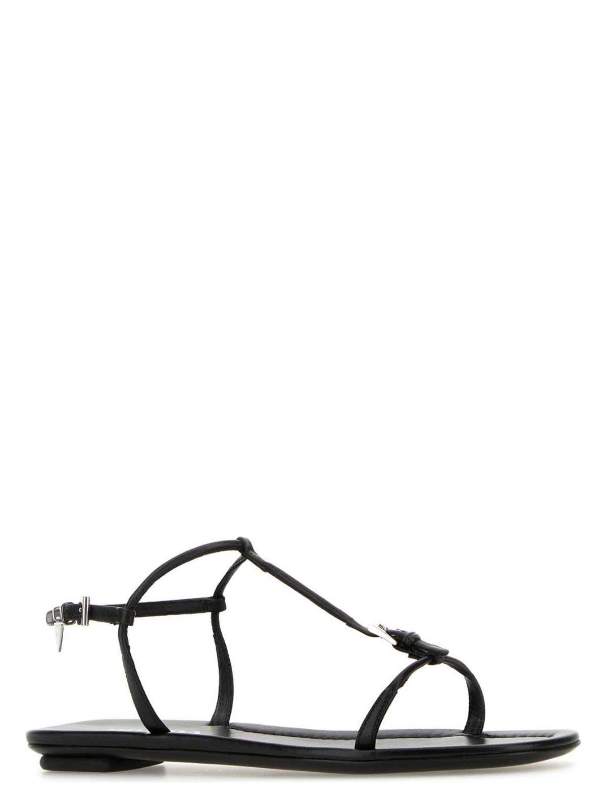 Prada Black Leather Sandals