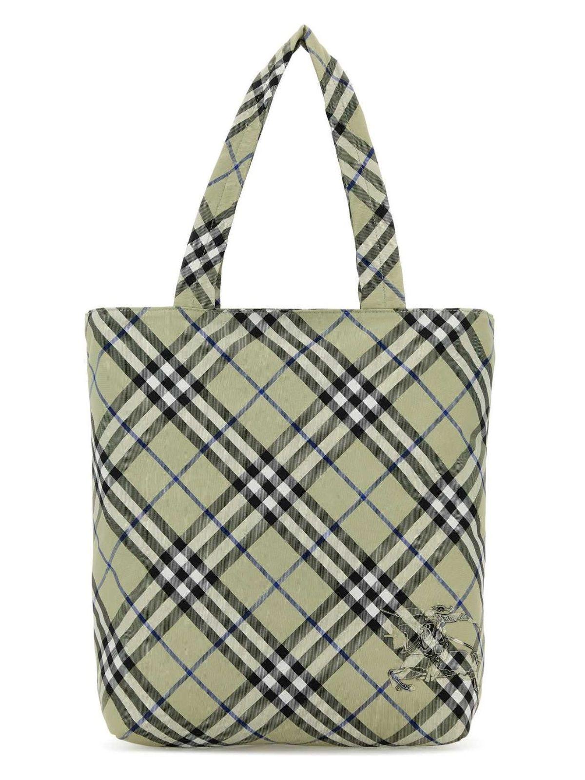 Burberry Women's Embroidered Canvas Check Shopping Bag