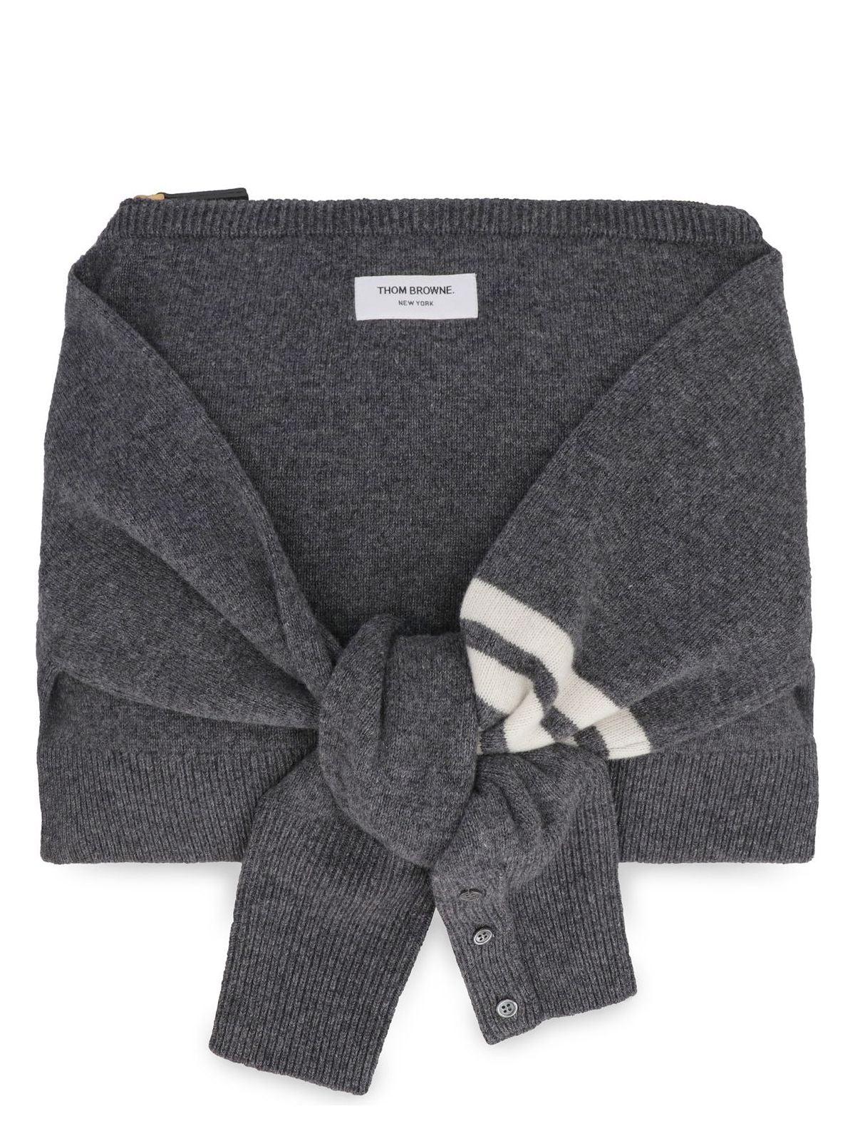 Thom Browne Melange Wool Clutch in Grey