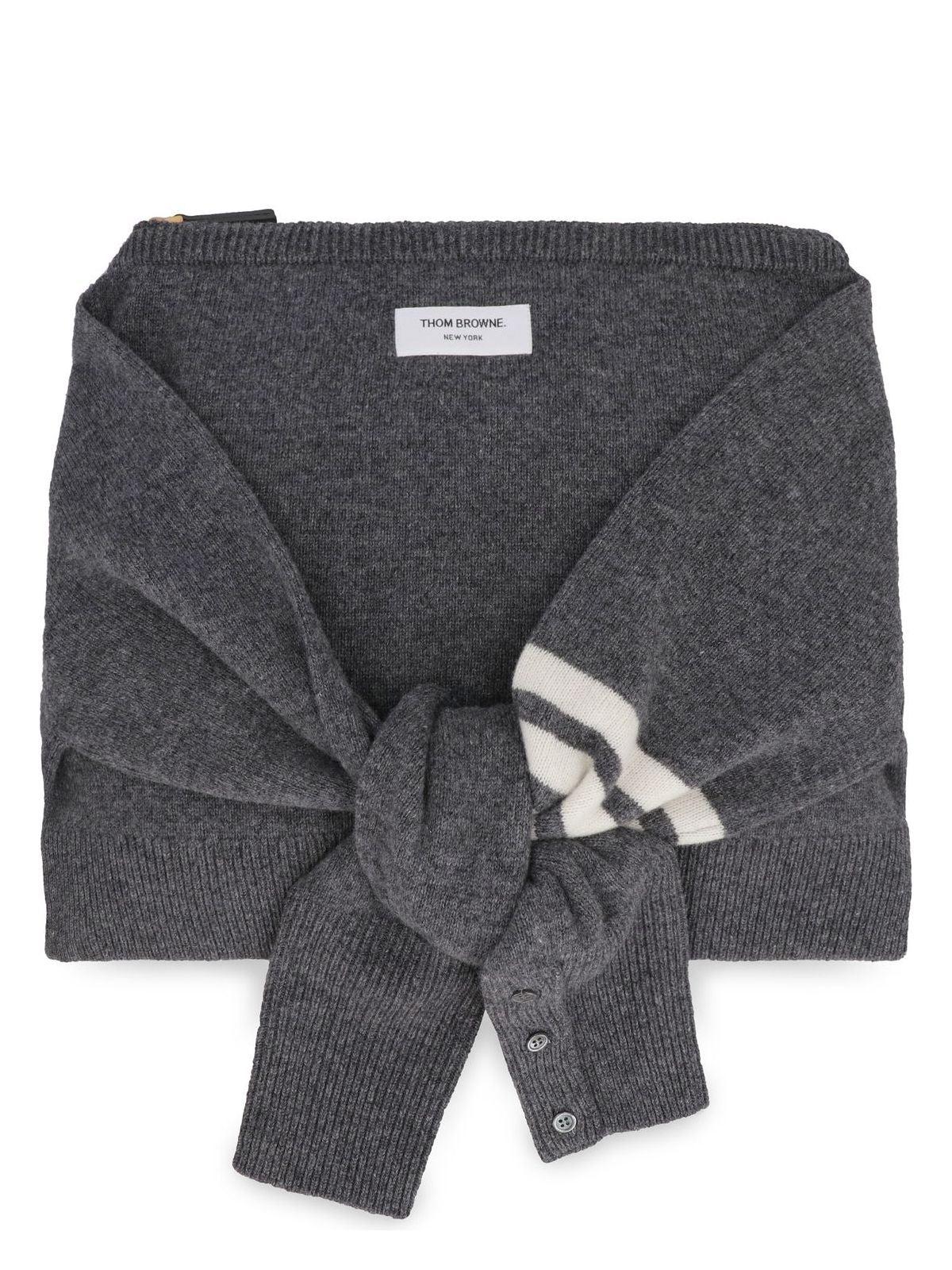 Thom Browne Melange Wool Clutch in Grey