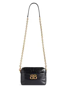 Balenciaga Women's Leather Monaco XS Crossbody Bag in Black