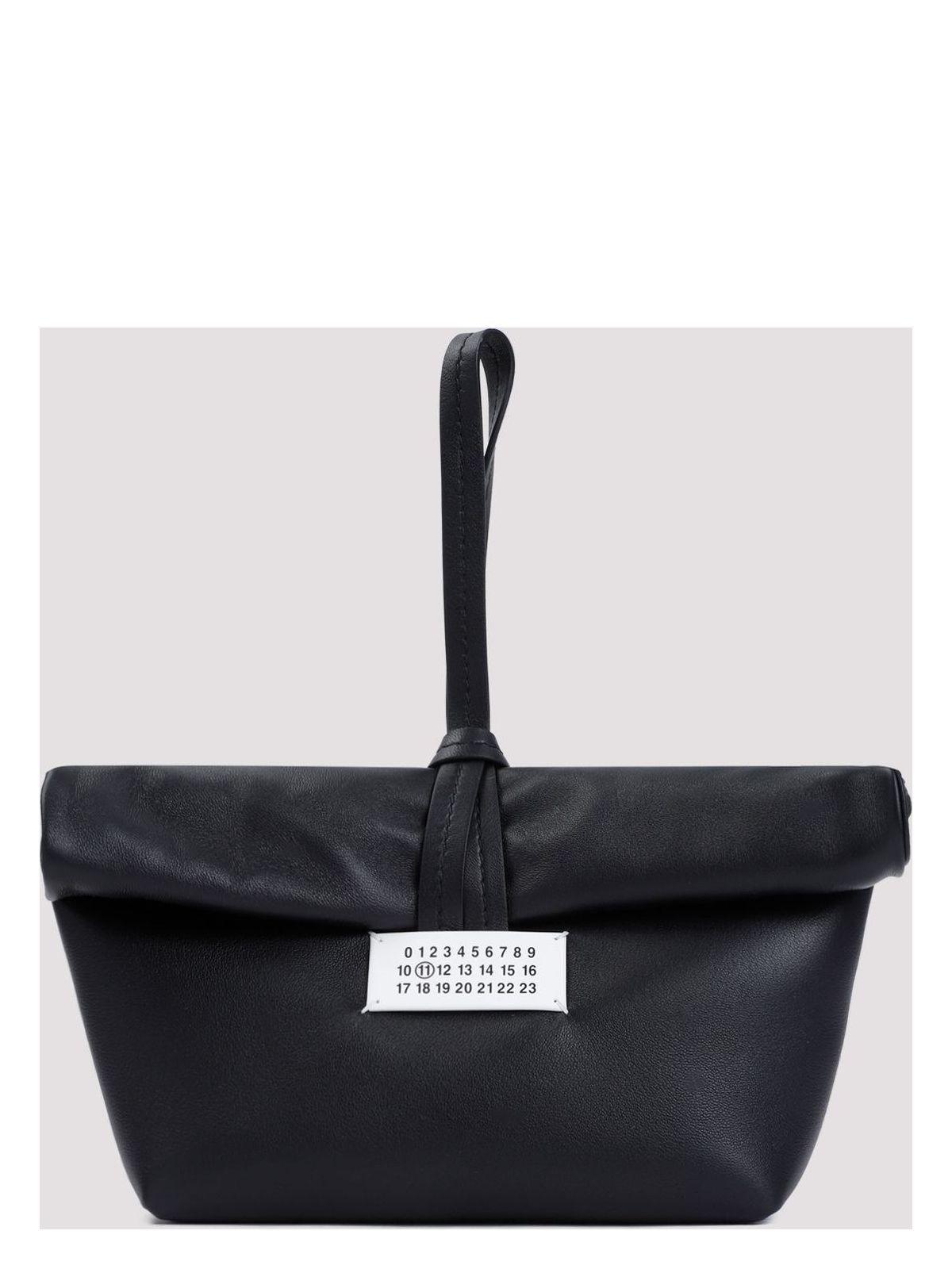 Maison Margiela Leather Paper Bag Clutch in Black