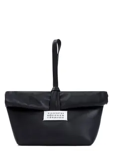 Maison Margiela Leather Paper Bag Clutch in Black